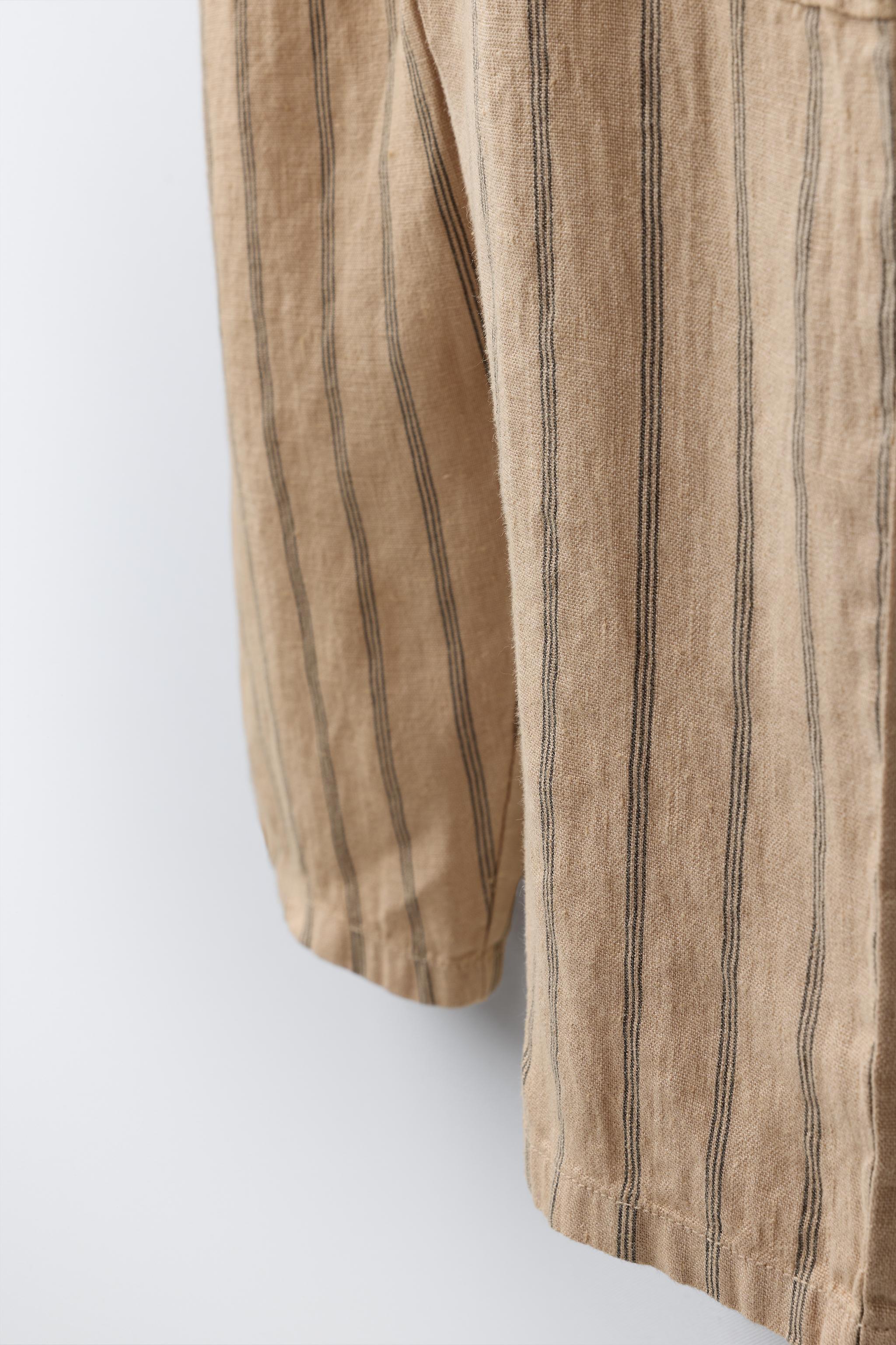 100% LINEN STRIPED JUMPSUIT